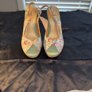 Cathy Jean Multicolor Floral Wedges